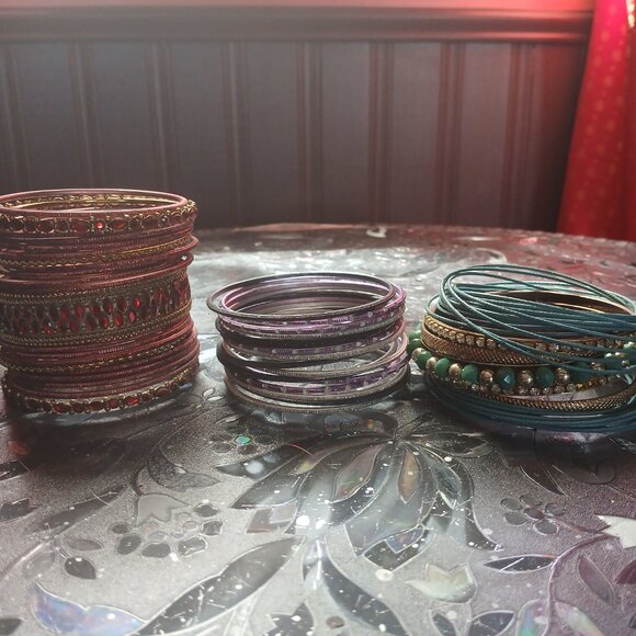 Lot of Bangle Bracelets Ethnic Costume Boho - Picture 2 of 6
